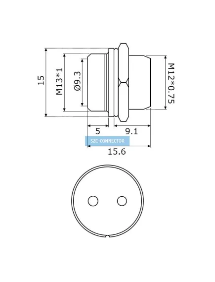 РАЗЪЕМ GX12M-2B MIC12 2P (D12mm) 2PIN ШТЕКЕР НА КОРПУС под пайку металл с гайкой (ответная часть гнездо GX12 12M-2A 12360) - на корпус - Радиомир Саратов