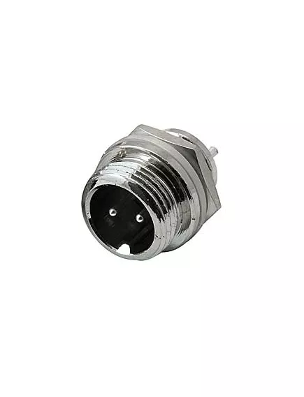 РАЗЪЕМ GX12M-2B MIC12 2P (D12mm) 2PIN ШТЕКЕР НА КОРПУС под пайку металл с гайкой (ответная часть гнездо GX12 12M-2A 12360) - на корпус - Радиомир Саратов