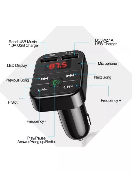 Автомобильный FM-Модулятор (трансмиттер) Вход:12-24V (авто прикуриватель) Выход USB: 5V / 2.1A формат: MP3/WMA FM:87,5-108,0 MHz - MP3 Модуляторы - Радиомир Саратов