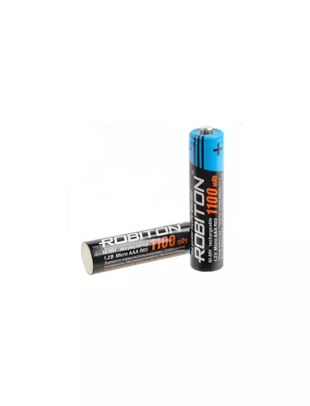 АККУМУЛЯТОР  R03 ( AAA/R3 )   1100mAh  1,2V  ROBITON HR03  Ni-MH   (10,5*42mm)  BL-2  MH1100AAA - Аккумуляторы R03 бытовые - Радиомир Саратов