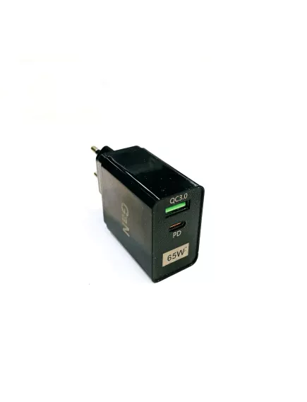 БЛОК ПИТ/ЗАРЯД УСТР 220V / Type-C 65W GaN PD65 (Gallium Nitride Quick Charger) 65W; VAC=110-240V; 50-60Hz; Разъемы Type-C / USB-A; функция быстрой зарядки USB QC3.0; Параметры быстрой зарадки: DC 5V/6,6А, 9V/3А, 12V/2,75А, 20V/1,67А; кабель Type-C/Type-C  - Для мобильных устройств зарядные устройства - Радиомир Саратов