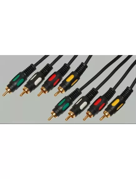 КАБЕЛЬ 4RCA-4RCA 1.5М черный OD:2,5х10 мм Окна Литой - 4RCA x 4RCA - Радиомир Саратов