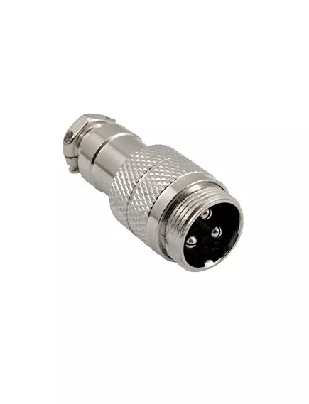 РАЗЪЕМ GX16M-3 (D16mm) 3PIN ШТЕКЕР НА КАБЕЛЬ под пайку металл. (1-563-3 Разъем MIC 3P)  (ответная часть гнездо GX16 16M-3A 12418) - на кабель - Радиомир Саратов