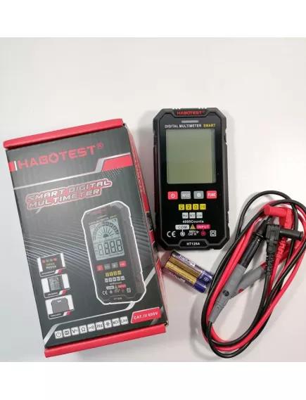 Мультиметр цифровой, Smart HABOTEST HT125A, разряд.:3 999, U(dc): 600V, U(ac): 600V, F:200kHZ, C:4 000mkF, R:40МΩ, True RMS, NCV, LIVE, HOLD, прозвонка соединений - Мультиметры с автоматическим выбором пределов измерения - Радиомир Саратов