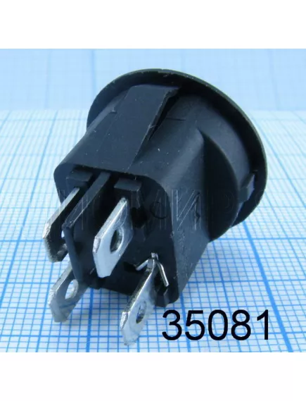 Клавишный переключатель круглый, 4pin, ON-OFF, AC 220/250V 6.0A, подсв.:красный, 17x12мм, Фланец: 23мм, корпус: черный (Sc-777-4с 220V, KCD1-8-201N, KCD1-224/4PN, KCD1) - Круглый "мини" - Радиомир Саратов