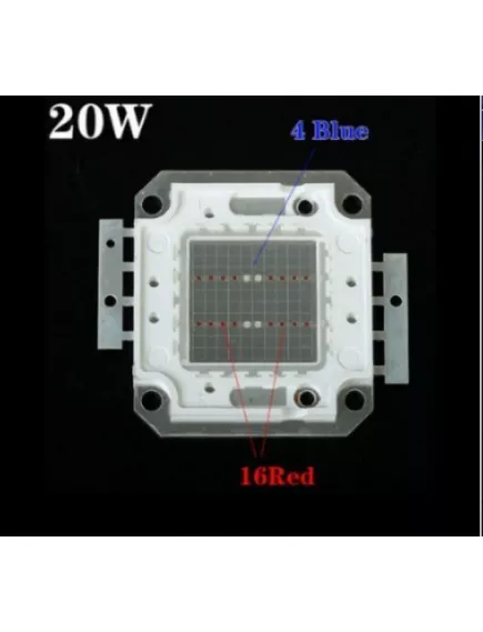 МАТРИЦА СВ/ДИОДНАЯ КВАДРАТНАЯ 20W 20-32V 700mA 420Lm; 450/660nm; Угол: 140*ФИТО БИКОЛОР -  20W св/д матрицы - Радиомир Саратов