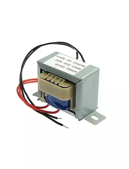 Трансформатор 220V 12V / 500mA (0.5A) (EI41*26) 6W (43х45х35) китай ( крепление 52мм) 4pin , Красн-220V , Син.-12V -  12V (2х12V=24V) - Радиомир Саратов