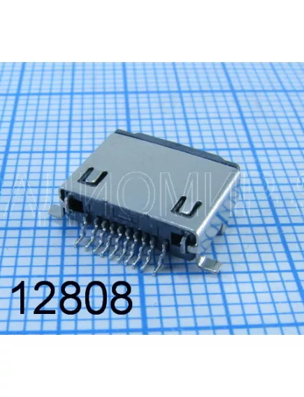 Разъем - гнездо micro LN-F (8pin) на плату, поверхностный монтаж, ( 10х10мм) , ( 4 установ. лепестка: 2-DIP ; 2-SMD)  / (Lightning_лайтинг) - micro LN-M  iPhone5 8pin Разъемы - Радиомир Саратов