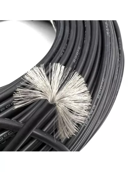 Кабель силовой силиконовый 12 AWG (3,4мм2) (ЧЕРНЫЙ); ЦЕНА за 1м; Медь луженая. Температурный диапазон -60С до +200С. Непрерывный ток 30A. Количество жил: 680шт,х 0.08мм - Силовой силиконовый кабель, мягкий, термостойкий - Радиомир Саратов