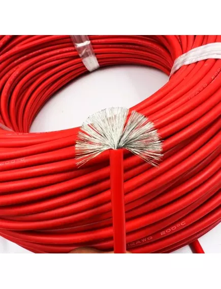 Кабель силовой силиконовый 12 AWG (3,4мм2) (КРАСНЫЙ); ЦЕНА за 1м; Медь луженая. Температурный диапазон -60С до +200С. Непрерывный ток 30A. Количество жил: 680шт,х 0.08мм - Силовой силиконовый кабель, мягкий, термостойкий - Радиомир Саратов