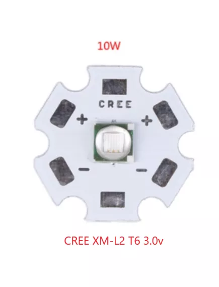 СВЕТОДИОД   10W   БЕЛЫЙ ( 6500K )  CREE XML-2 на площадке d=20мм,  1200Lm,  U=3,0-3,6Vv,  I=3A,  угол свеч=120°, -   10W светодиоды - Радиомир Саратов