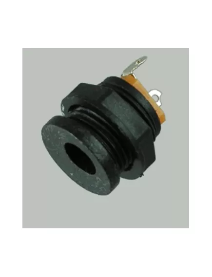 ГНЕЗДО БП 5.5/2.1MM НА КОРПУС КРУГЛОЕ с пластиковой гайкой (DC-022) (черное ) - 5.5/2.1мм - Радиомир Саратов