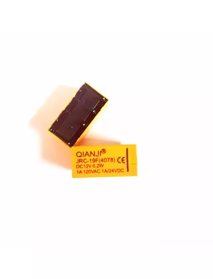 Реле э/м DC12V 2A 8pin, пайка (PCB), Контакты: 2 перекл.группы (2С) (30VDC/2A; 125VAC/1A) 20x10x11,5мм (QIANJI JRC-19F-12VDC) -  2A/12VDC (ток /раб.напряж. реле) - Радиомир Саратов