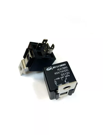 Реле э/м DC12V 40A 5pin, в панель/под клеммы, Контакты: 1 перекл.группа (1С) (14VDC/40A/30A) 28x28x26мм (HE LI SHUN HLS-CMA3-DC12V-C) - 40А/12VDC (ток /раб.напряж. реле) - Радиомир Саратов