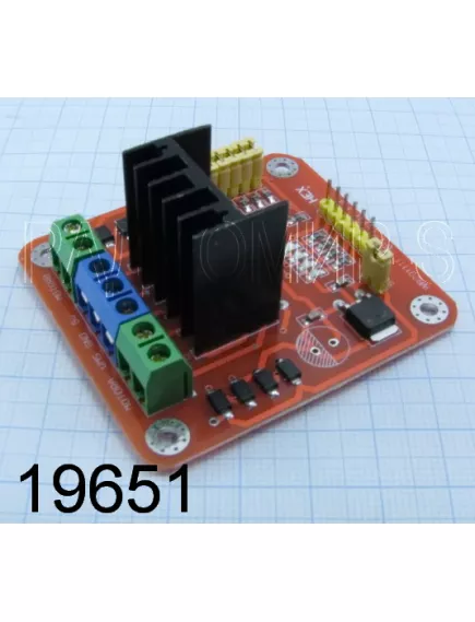 ДРАЙВЕР ШАГОВОГО ДВИГАТЕЛЯ L298N двухмостовый (улучшенная версия) (=19334) Позв.управлять двумя моторами DC или шаговым двигателем (I потр. до 2A) .Пит.модуля: 5V; пит.двигат: 5-35V; ток до 2A; мощн.max: 25W; рабоч.t: -25°C...+130°C - Драйверы шагового двигателя - Радиомир Саратов