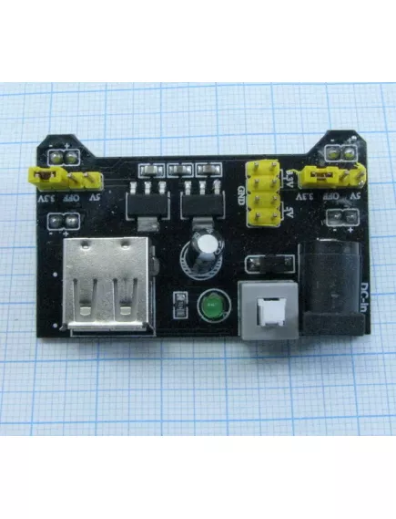 МОДУЛЬ Питания платы беспаечной MB-102  3,3V и 5V  со стабилизацией  Стаб. пост.напряж. Вх: 6,7-9V; Два вых.: 3,3 и 5V; max суммарн.ток нагрузки двух стабилиз: 0,7A.  USB ВЫХОД - НЕ ИСПОЛЬЗОВАТЬ КАК ВХОД!!! - Модули автономного питания на АКБ - Радиомир Саратов