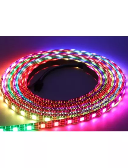 Лента св/д. IP65 (5050/60) адресная SMD 5050-WS2812B, RGB 10мм, 3pin; 1м=30сегм; 60LED*10-12Lm, 5V, 14,4W-1м*5м, с разъемами гнездо/штекер 3pin,  ЦЕНА ЗА 1МЕТР, - Адресная WS2812 5V св/диодные ленты - Радиомир Саратов