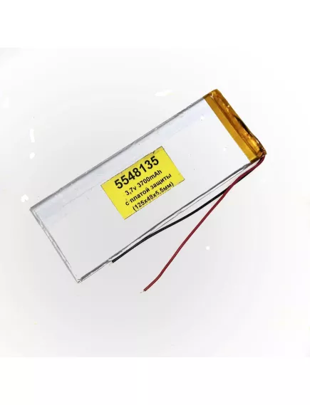 АККУМУЛЯТОР LP 5548135-PCM (125х48х5,5мм) 3,7v 3700mAh Li-Pol (с платой защиты- PCM), (элемент) провода под пайку - С платой защиты - Радиомир Саратов