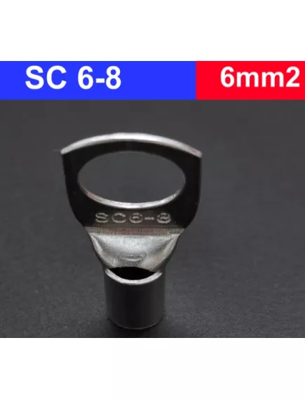 Наконечник (обжимная клемма) М8 для силового кабеля 6mm2; SC6-8 (КВТ6-8) (TML6-8) (JGB6-8.2) предназначена для оконцевания проводов и кабелей с медными жилами на напряжение до 35kV - под кабель  6mm2 - Радиомир Саратов