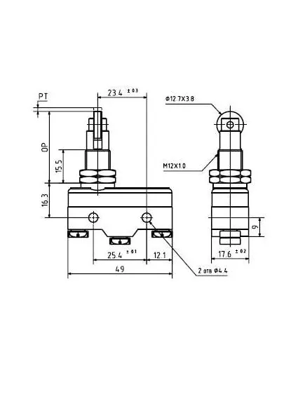 Переключатель 3pin (50х17х28мм) с поперечным роликом LXW5-11Q2 (250V 15A ) - Переключатели-Концевики с роликовым толкателем (50х18х28мм) - Радиомир Саратов