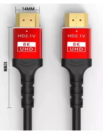 КАБЕЛЬ HDMI  1.0м "шт" - HDMI "шт" 8K/60Гц, 4K/120Гц HDMI 2.1v красный-позолоченный Разрешение: 8K/4K/2K HD - Version 2.0/2.1 - Радиомир Саратов