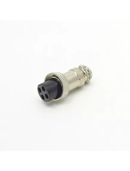 РАЗЪЕМ GX16M-4A (D16mm) 4PIN ГНЕЗДО НА КАБЕЛЬ под пайку металл. (1-561-4 MIC 4pin) (ответная часть штекер GX16 16M-4 12631/GX16 16M-4B 12689) - на кабель - Радиомир Саратов