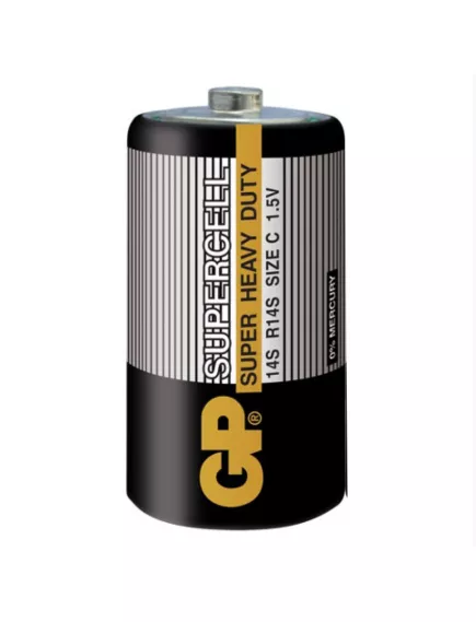 БАТАРЕЙКА R14 ("C") 1,5v Солевая GP Supercell  Shrink 2 Heavy Duty ( Цена за 1шт.)  (MN1400, 343 ) - Солевые, угольно-цинковые батарейки - Радиомир Саратов