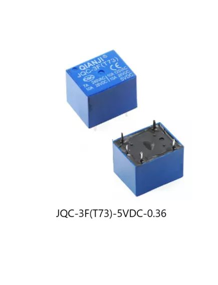 Реле э/м DC5V 5A 5pin, пайка (PCB), Контакты: 1 перекл.группа (1С) (28VDC/10A; 240VAC/7A) 19,5x15,5x15,5мм (QIANJI  JQC-3F(T73)-5VDC-0.36) -  5-7А/5VDC (ток /раб.напряж. реле) - Радиомир Саратов