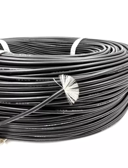 Кабель силовой силиконовый 16 AWG (1,3мм2) (ЧЕРНЫЙ); ЦЕНА за 1м; Медь луженая; Температурный диапазон = -60С до +200С; Непрерывный ток = 13A; Количество жил: 252шт,х 0.08мм - Силовой силиконовый кабель, мягкий, термостойкий - Радиомир Саратов