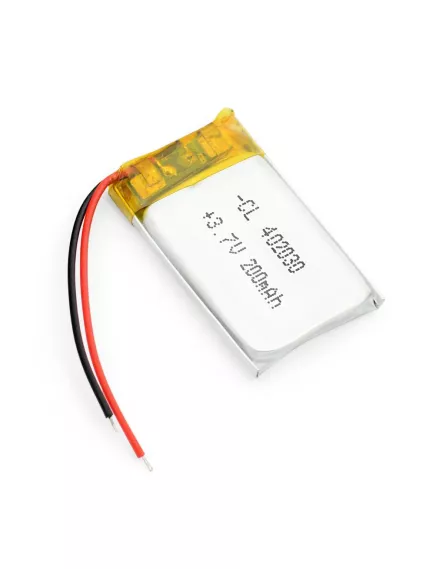 АККУМУЛЯТОР LP 402030-PCM (30х20х4,0мм) 3,7v 200mAh Li-Pol (с платой защиты- PCM), (элемент) провода под пайку (PoliCell) - С платой защиты - Радиомир Саратов