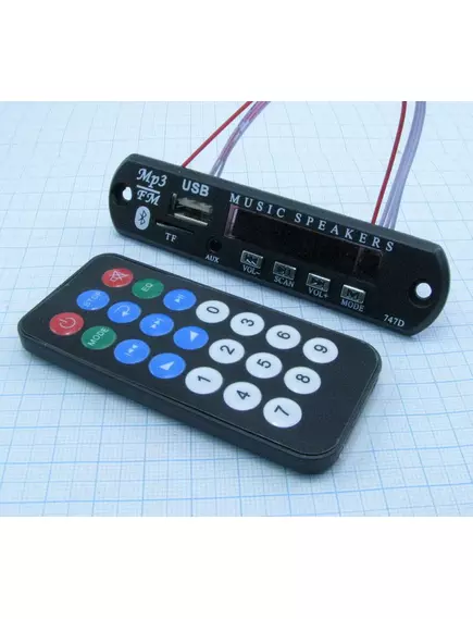 Модуль MP3 на мс/х AB5303B (мини плеер) "OT-SPM01 / BT TDS MP-10" пит:12V Дисплей 1.5" (31x15мм); Bluetooth; FM(87.5 -108.5MHz); пульт ДУ (21кн)+ шлейф 2шт в комплекте; габ:107x25x25мм - Модули FM, MP3 встраиваемые (без усилителя) - Радиомир Саратов