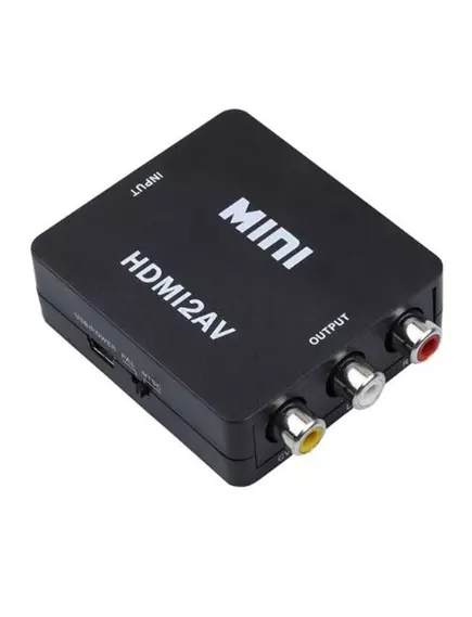 КОНВЕРТЕР AV в HDMI (AV2HDMI) (In: AV (3RCA) 1RCA -CVBS (композит.видео) +2 RCA L/R (звук); Out: HDMI ); перекл. разреш.720p/1080p; +кабель USB-AM / miniUSB (0,5м) в комплекте; цвет:черный - AV в HDMI конверторы - Радиомир Саратов