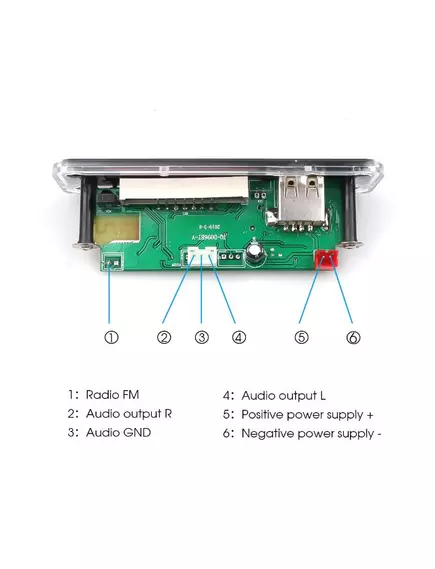 Модуль MP3 (мини плеер), Bluetooth 5.0; MP3, WMA, поддержка USB_SD, FM; + усилитель кл. D  2x15W; пульт ДУ; пит:12V, до 150mA, - Модули FM, MP3 встраиваемые (без усилителя) - Радиомир Саратов