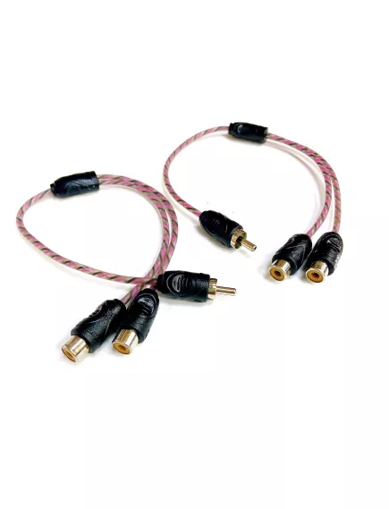 КАБЕЛЬ 1RCA штекер  х 2RCA гнездо (Y-адаптер) 0,3m "Dynamic State RCC-1M2F Series" OD:7mm; никелированные контакты; проводник кабеля: медно-алюминиевый; нейлоновая оплетка; предназначен для передачи звукового сигнала между различными компонентами стереофо - Кабели Y-адаптеры (разветвители) - Радиомир Саратов