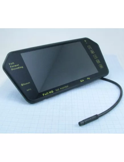 Монитор для автомобильных камер 7" "M-701BT" TFT-LCD цвет; PAL/NTSC; FullHD 1080p; два видеовхода; система Bluetooth; пульт ДУ; сенсор. кнопки; слоты:USB/SD; встроен. динамик; креплен. на зеркало авто; DC 12V без Б.П -077836 - Видеонаблюдение, видеокамеры, контроль доступа - Радиомир Саратов