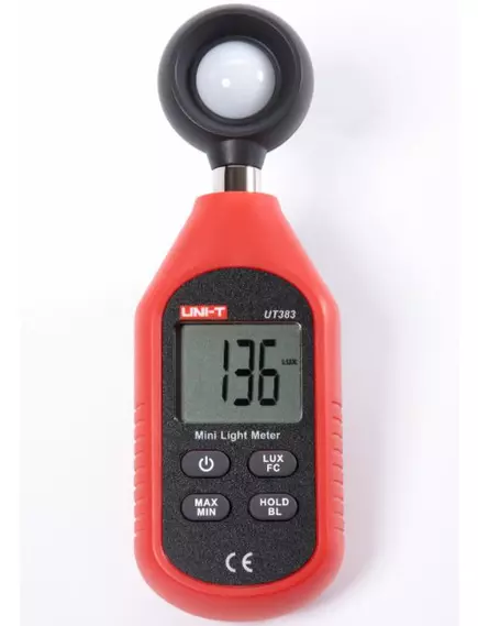 Люксометр UT383 UNI-T Sinometer Цифровой; 26-мм ЖК дисплей (разрешен.:9999 отсчет), подсветка дисплея; диапазон измер: от1-200000 люкс; измерение min/max значений; HOLD; функция автоотключ. через 5мин; раб.t: 0-40°C; пит:3x1.5V AAA - Люксометры - Радиомир Саратов