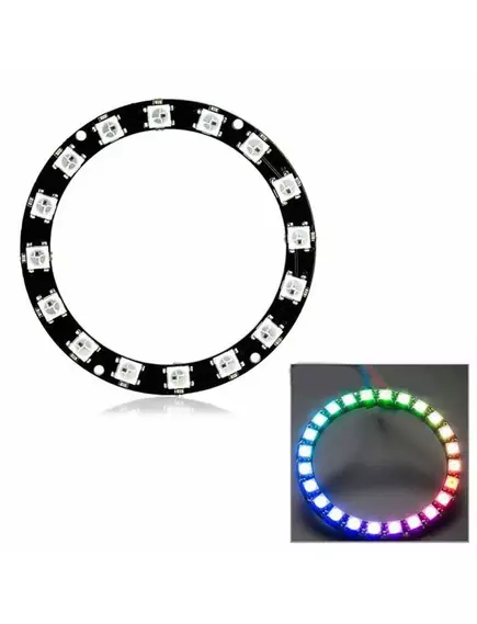 Светодиодное кольцо из 16 св/диодов RGB с чипом адресации WS2812 (в корпусе LED 5050) - Матричные индикаторы - Радиомир Саратов