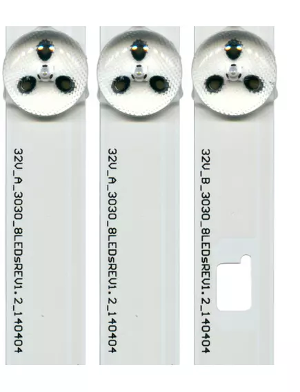 Светодиодная планка для подсветки ЖК панелей 32" 3V (8+8+8линз) LM41-00091J/LM41-00091K,1-889-675-12 (комплект 3 планки по 612 мм, 8 линз) (2 планки A + 1 планка B) разъем 2pin. штекер, платформа алюмин - 3V - Радиомир Саратов