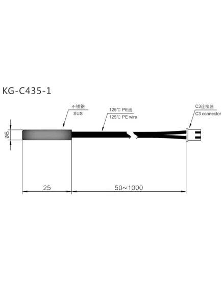 Датчик температуры NTC  TC 5K  точн.1% -20 +105 °C Цилиндрический температурный датчик на основе NTC термистора. Использ. в бытовой технике, кондиционерах,холодильниках и др (6x25мм ,провод 0,3м+разъм CHU-2 (H-02) 2pin) Корпус: водонепрониц.,медь - Датчики температуры NTC в корпусе - Радиомир Саратов