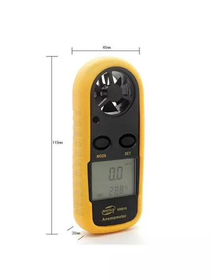 Измеритель скорости ветра GM816 (Мини анемометр,изм. температуры)  ЖК дисп. разрядностью 9999 единиц; измерение скорости ветра: 0.3 … 30 м/сек;измер. темпер. воздуха: -10°С ... +45°С; шкала Бофорта; подсветка дисплея; пит:CR2032 3.0V  в компл - Измерители скорости ветра - Радиомир Саратов