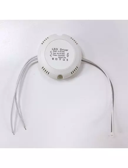 Драйвер для светильников, 300mA, 24-84V, 8-24W, вх: AC 170-265V, вых. разъем: 2pin (CHU-2), пластик, 68x68x25мм, YF-(8-24W), Круглый; - Напряжение питания: 220VAC - Радиомир Саратов