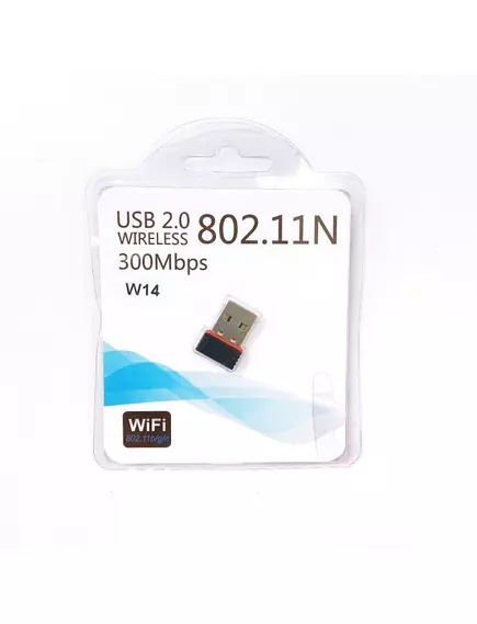 Wi-Fi АДАПТЕР USB 2.0 802.11N 300Mbps "WIRELESS" W14 (частота 2.4GHz) габ:16x22мм; материал: пластик; цвет: черный (переходник USB) - USB интерфейс - Радиомир Саратов