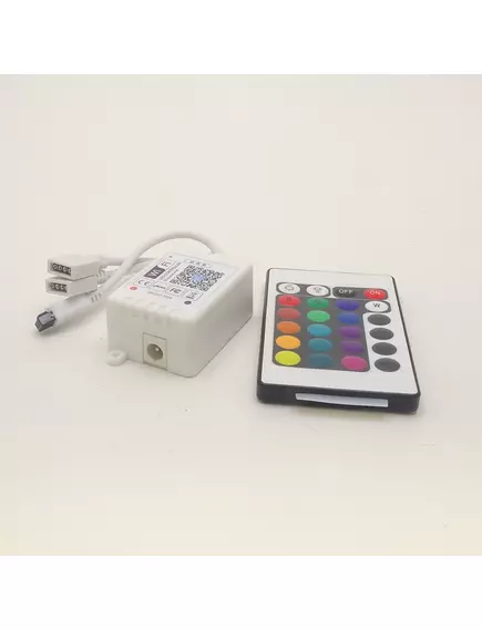 Контроллер для 2х RGB лент с ИК-пультом и Wi-Fi: DC 12-24V, 2*72W, (2 канала RGB по 4A), мини, (4pin, 3 цвета в одном чипе) - Контроллеры RGB для св/д лент - Радиомир Саратов