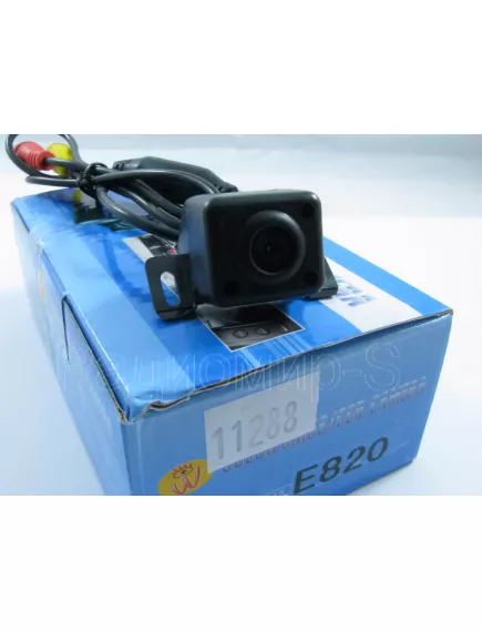 Видеокамера автомобильная E820 (№820) CMOS NTSC 420TVL/130 град/ИК-подсветка (4LED) /0.1 Lux/парков.разметка/заднего вида (зеркальная) корпус-пластик/прямоуг./с креплением/-20°C.+60°C/черная (25х25х20мм) +кабель 5м - Автомобильные Парковочные-Заднего вида-Универсальные - Радиомир Саратов