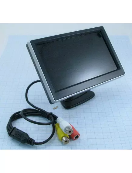 Монитор для автомобильных камер 5" HS-X5P (HS-5/HS-502P) TFT-LCD цветной; два видеовхода; NTSC-PAL; DC 12V; -20°C..+50°C; два кронштейна ( на скотче/ на присоске- d=75мм ) -074025 - Мониторы для Авто - Радиомир Саратов
