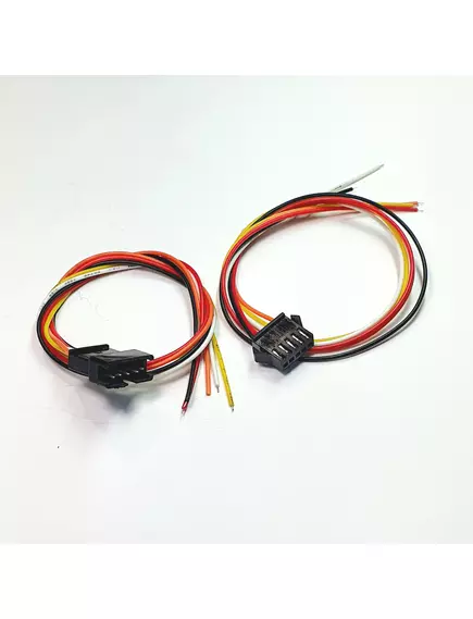 РАЗЪЕМ (комплект) 5 pin c проводами (красн/черн/бел/желтый/оранжевый), L=300mm;Штекер (черн. с замком)-гнездо (Соединитель-универс.(SM connector 5P*600mm 26AWG SET) - 5 pin разъемы для св/д ленты - Радиомир Саратов