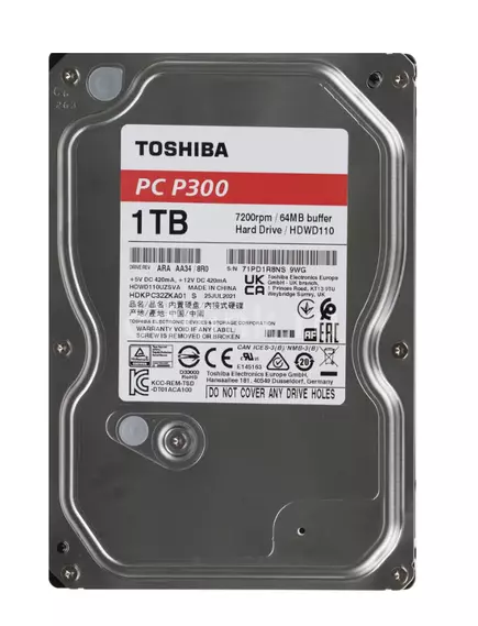 Жесткий диск 1000Gb (1Tb) SATA-III Toshiba 7200 rpm/Cache64Mb HDD (TOSHIBA P300 HDWD110UZSVA) (Винчестер) - HDD жесткие диски для видеорегистраторов - Радиомир Саратов