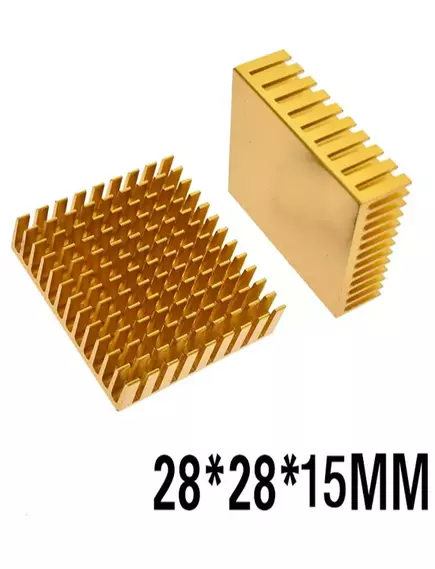 Радиатор алюминиевый Arduino совместимый (28х28х15) золотой без термоленты - Радиатор Arduino совместимый без термоленты - Радиомир Саратов
