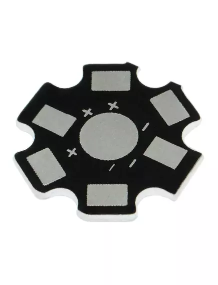 Плата алюминиевая PCB STAR "Звезда" на 1 св/д (радиаторная пластина) 6pin d=20мм, толщина=1,3мм 37644/1 черное покрытие. Для монтажа мощных св/дов "Эмиттер" (площадка для светодиодов) - Платы аллюминиевые (площадки) для светодиодов - Радиомир Саратов