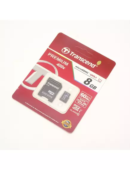 Flash card micro SDHC 8GB (class10) (+адаптер SD) Transcend Premium 400х UHS-I 60Mb/s Тайвань - Карты памяти SD, microSD, USB флешки - Радиомир Саратов